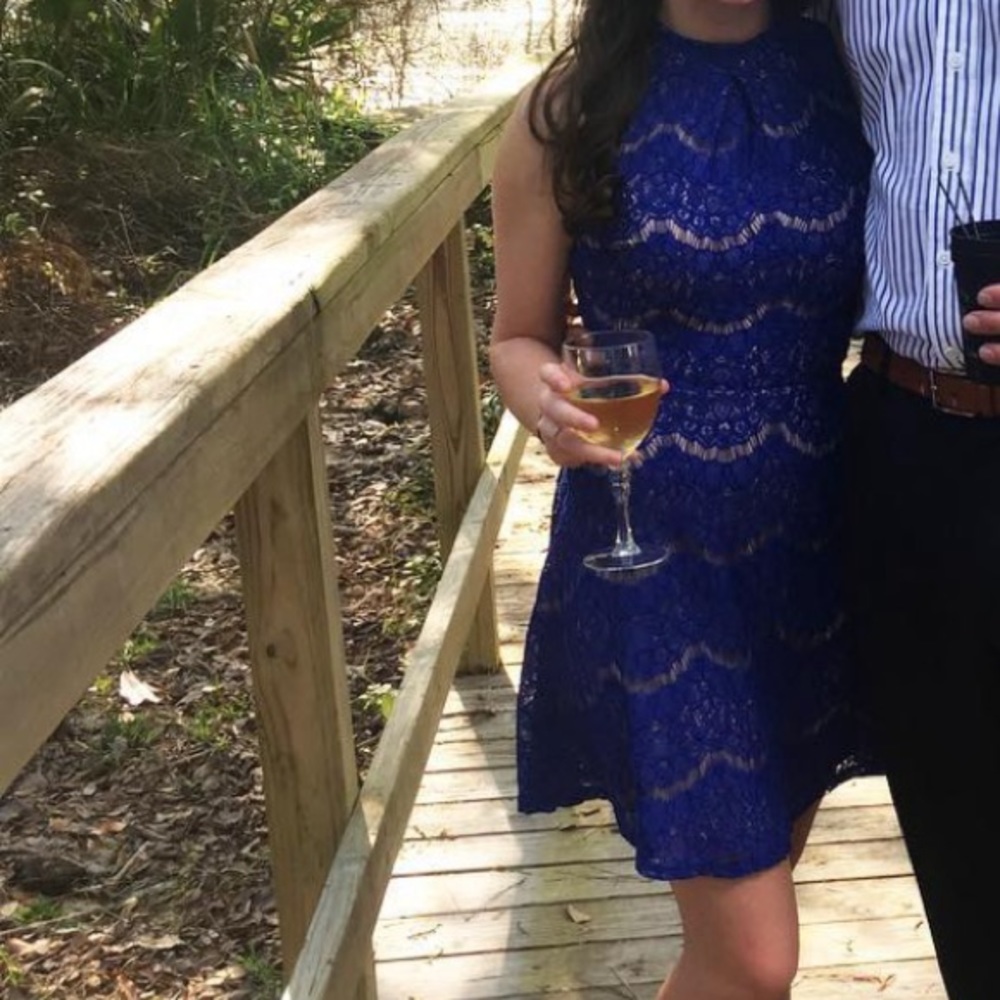 Love Fire XS royal blue lace dress high neck